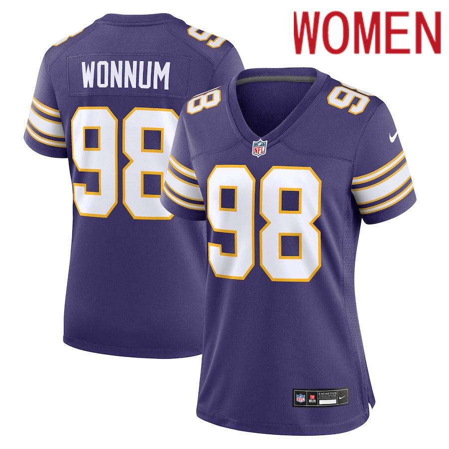 Women Minnesota Vikings #98 D.J. Wonnum Nike Purple Classic Player Game NFL Jersey